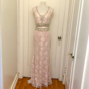 Mori Lee 2-piece baby pink ensemble